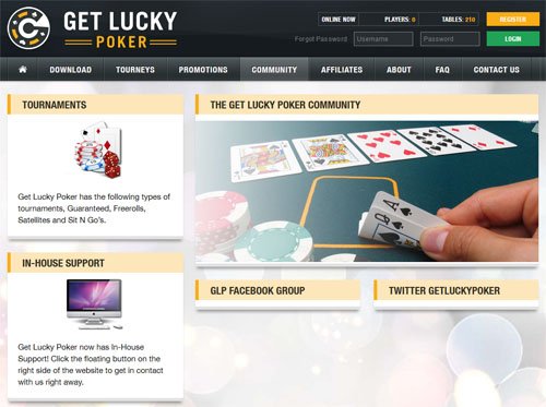 ¨Get Lucky Poker webbsida